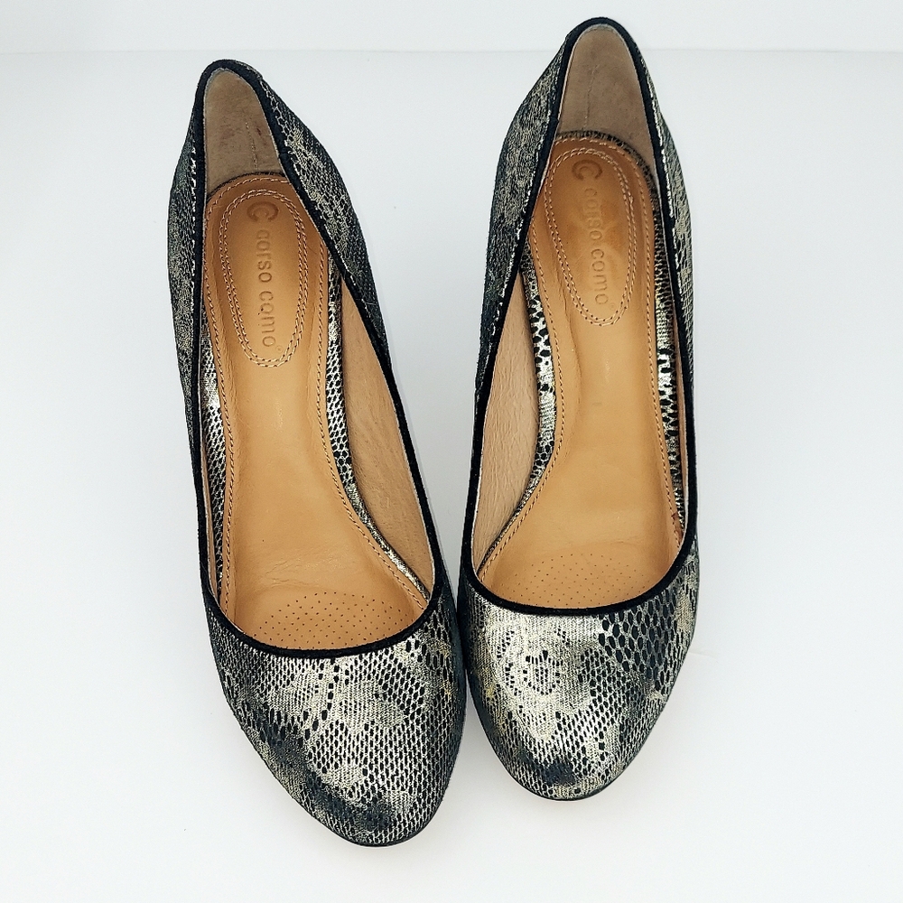 Anthropologie Corso Como Anya Pumps Metallic Lace 7.5 - Picture 7 of 14